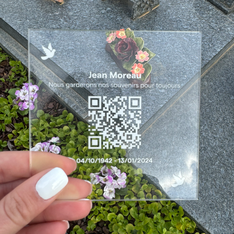 Plaque Funéraire QR Code pour pierre tombale Rembr